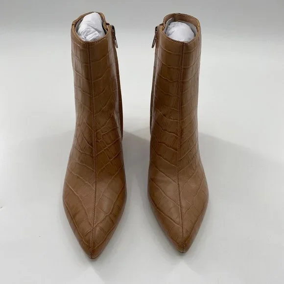 Dolce Vita Women’s Bel Booties Cafe Croc Croco Print Leather Tan sz 9 NEW IN BOX - Picture 3 of 8